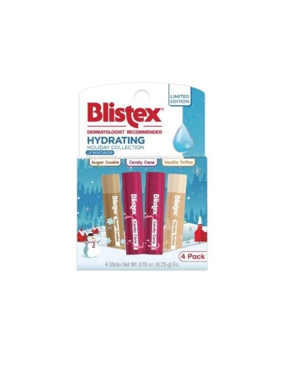 Blistex Hydrating Lip Balm Holiday Flavors Limited Edition 0.15oz/ 4 Pack